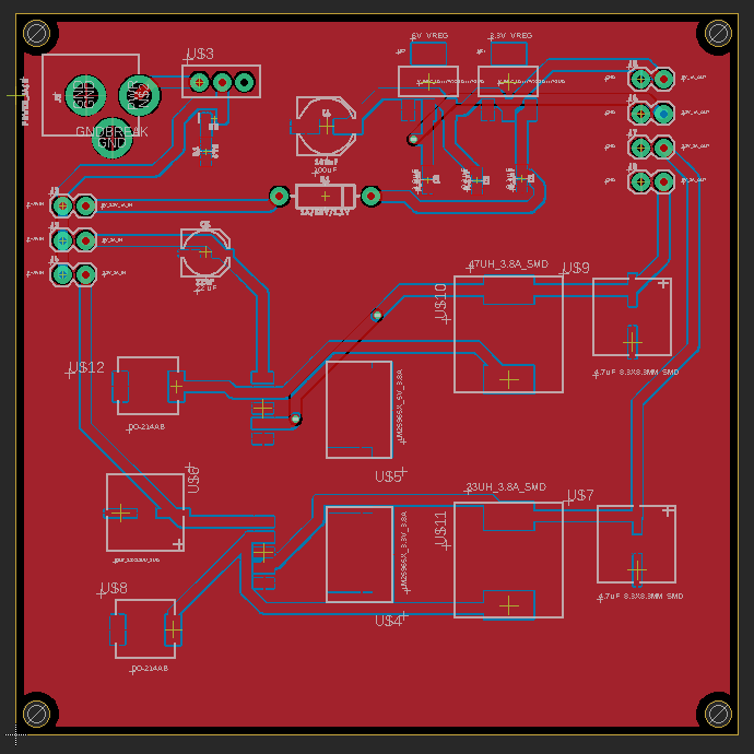Fig 7 - Final board design for DC regulator