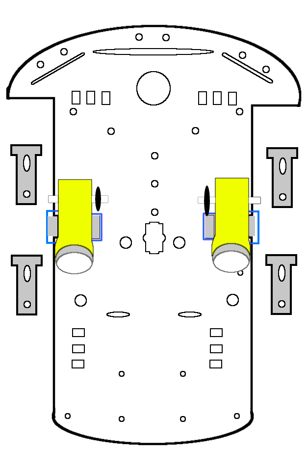 T-shaped fasteners with their respective places on the chassis.