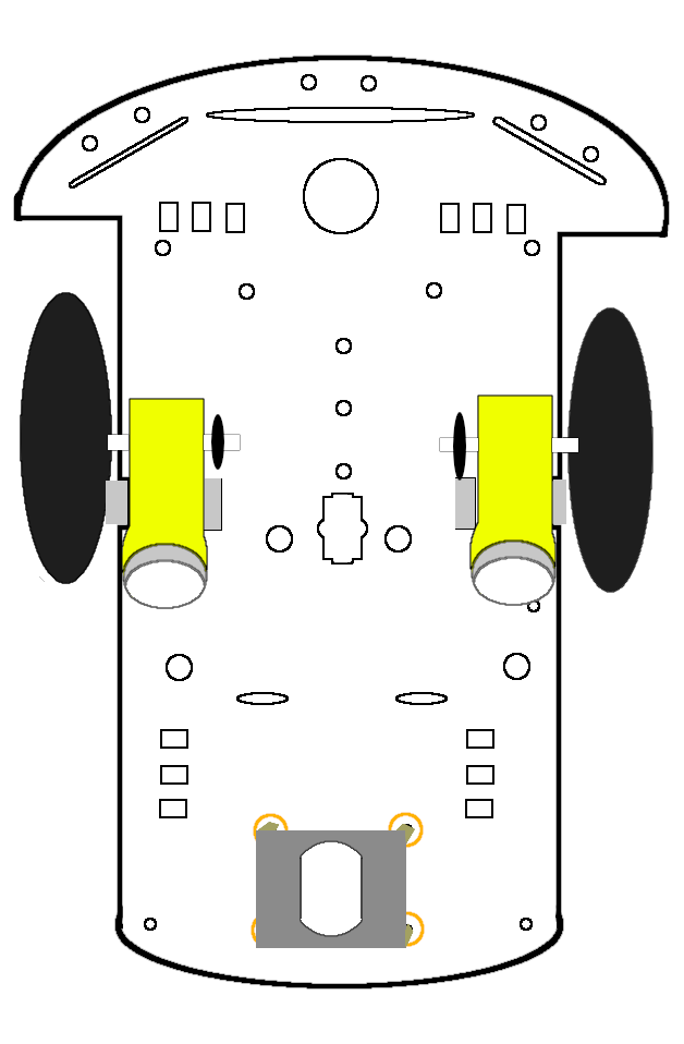 Underside of car after wheels are added.
