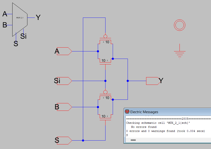 2 to 1 MUX schematic