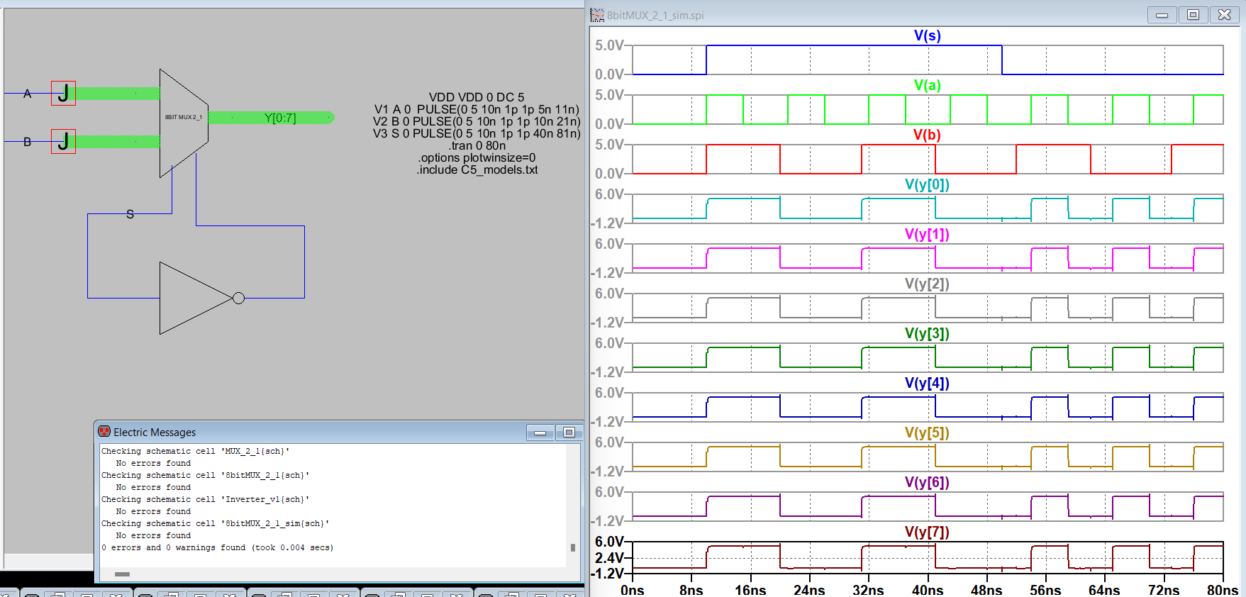 8 bit 2 to 1 MUX simulation
