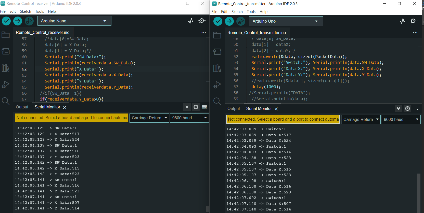 reveive and transmit serial monitor