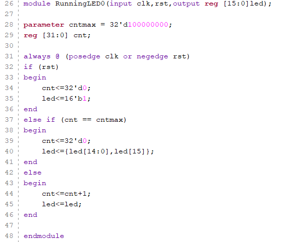 Running LED with 16 LEDs code