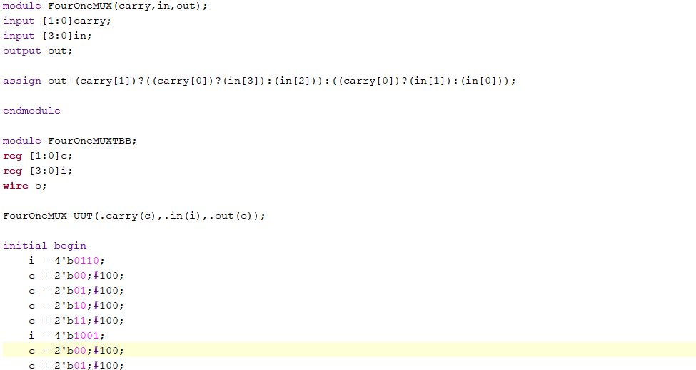4-1 MUX code