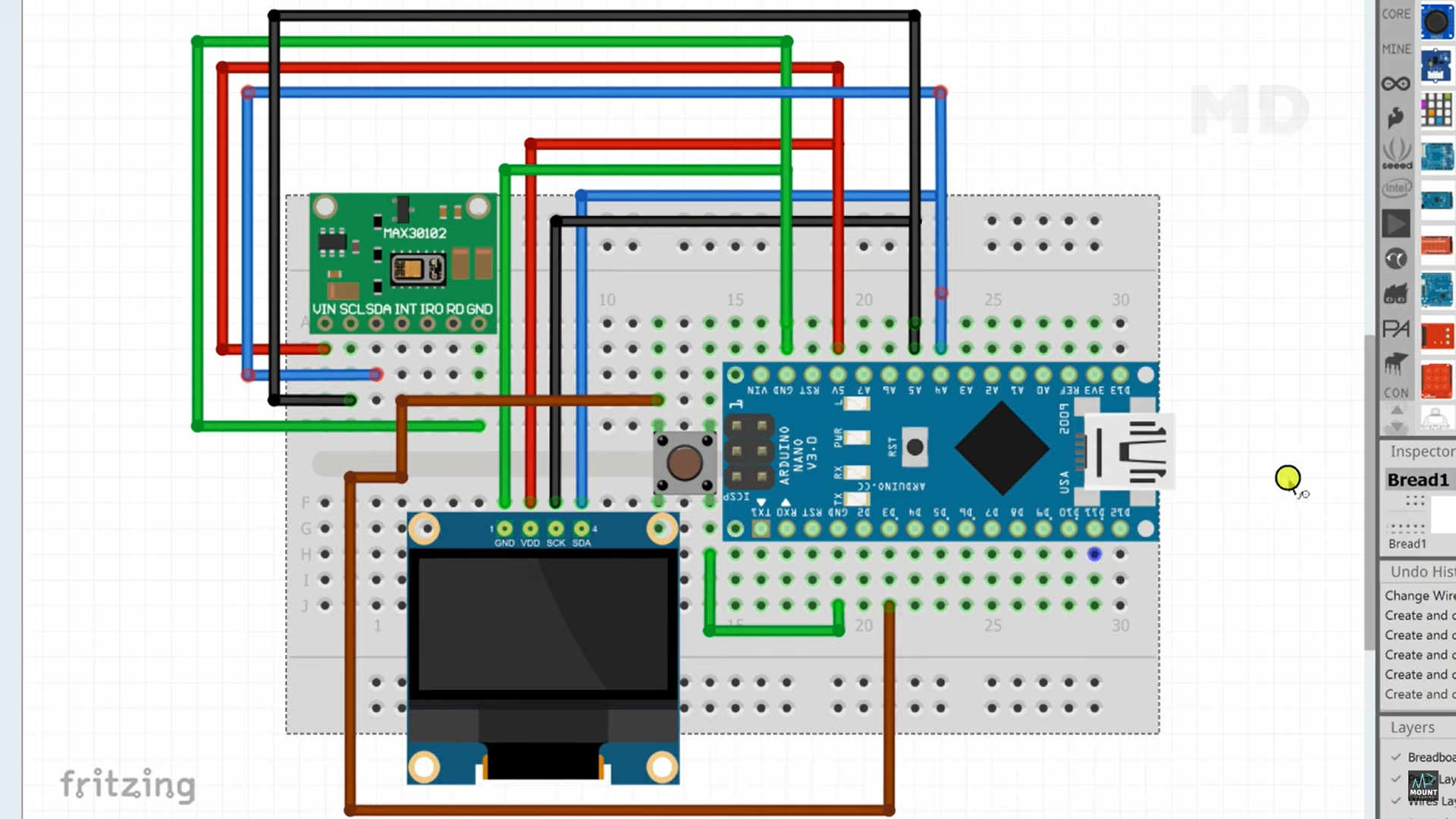 Breadboard wiring of all the devices
