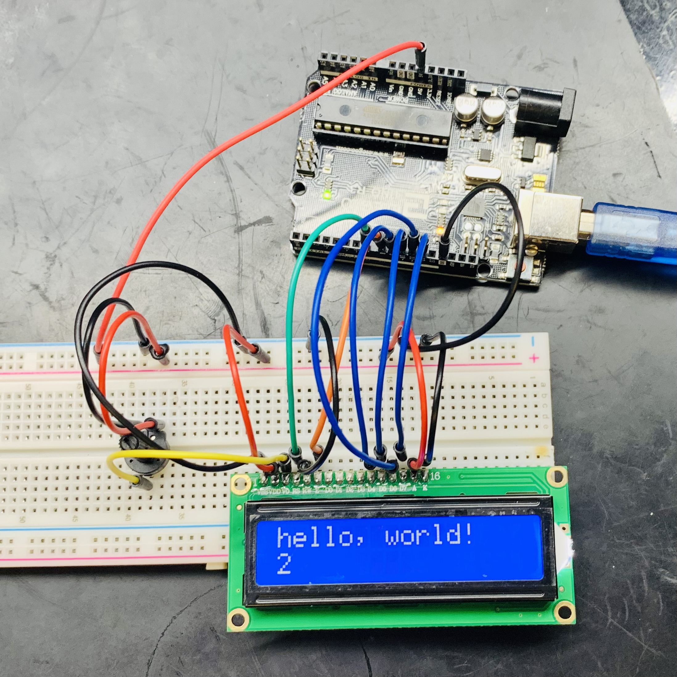 initial testing of the LCD1602