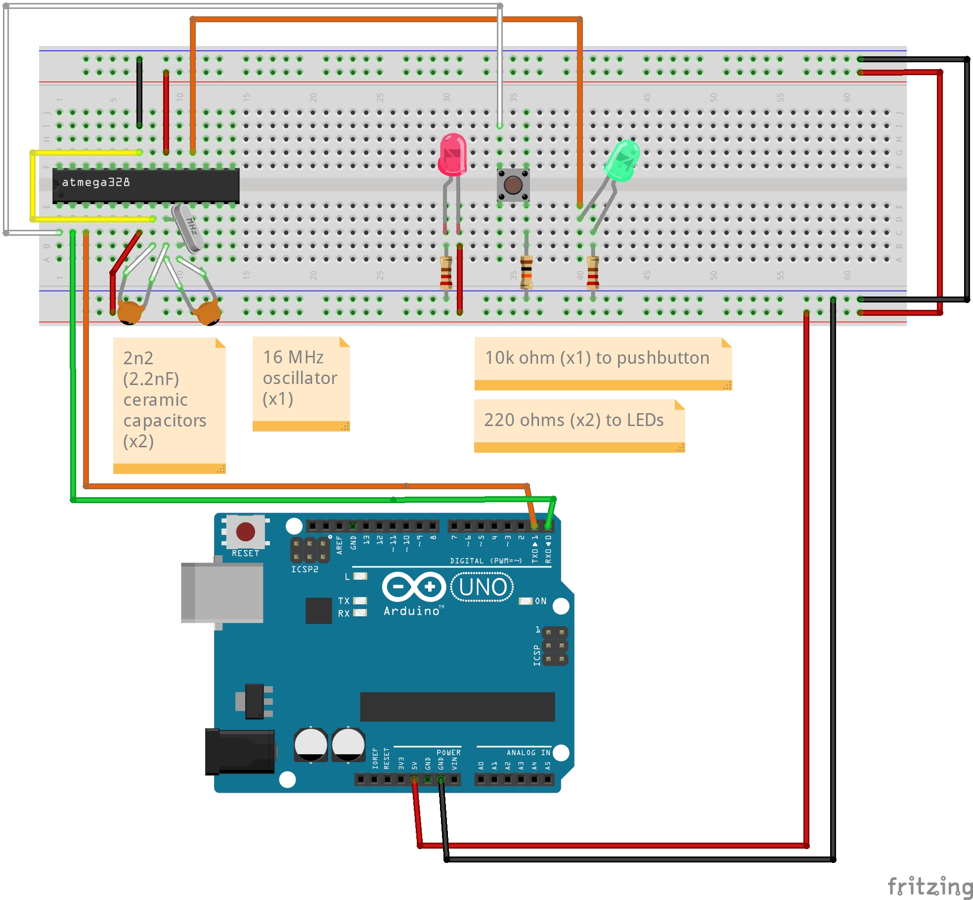 Barebone ATmega328p with pushbutton