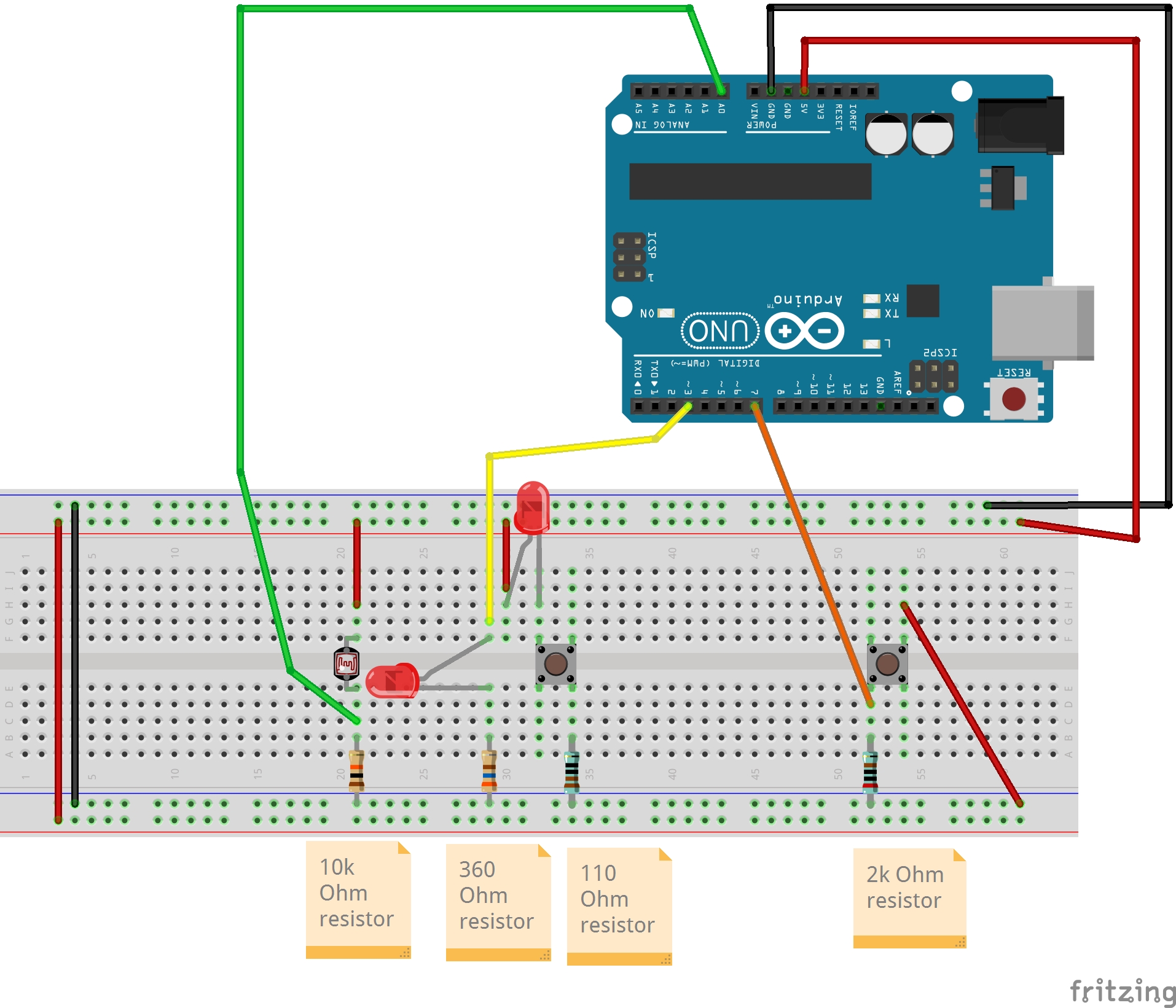 Fritzing Wiring Diagram - Adding Second Pushbutton