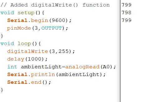 Added 1 second time delay to Arduino code