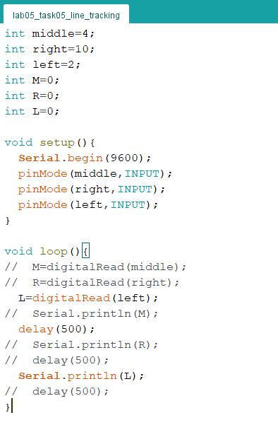 Arduino code to test the left IR sensor